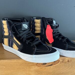 Vans Black and Yellow High-Top Sneakers